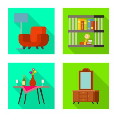 Konfor ve ekipman logosu vektör tasarımı. Web için konfor ve mobilya stok sembolü koleksiyonu.