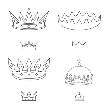 Kraliçe ve hanedan simgesi izole nesne. Kraliçe ve vip stok vektör çizim seti.