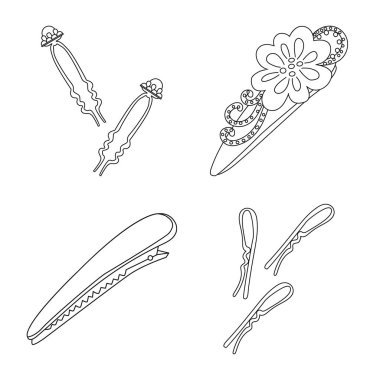 Kuaför ve saç klip işareti izole nesne. Kuaförlük ve aksesuarlar stok vektör çizim koleksiyonu.