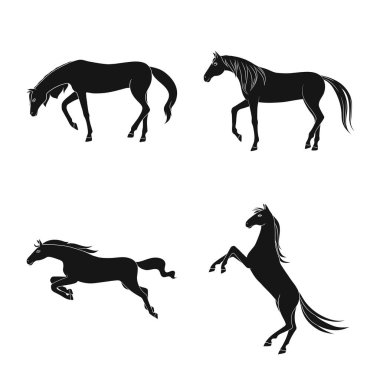 Fauna ve Mare logosu izole nesne. Fauna ve aygır stok vektör çizim seti.