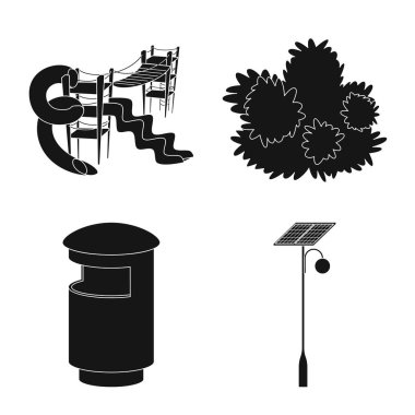 Kamu ve gevşeme sembolü izole nesne. Kamu ve Park stok vektör çizim seti.