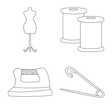 Moda ve terzilik logosu vektör Illustration. Moda ve tekstil stok vektör çizim seti.
