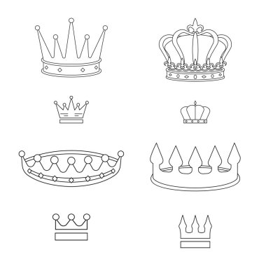 Kraliçe ve hanedan işareti vektör tasarımı. Kraliçe ve vip stok vektör çizim seti.