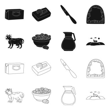 Vektör kremsi tasarımını ve ürün logosu. Ayarla, krem ve çiftlik stok vektör çizim.