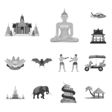 Geleneksel ve Turizm logosu vektör Illustration. Web için geleneksel ve egzotik stok sembolü seti.