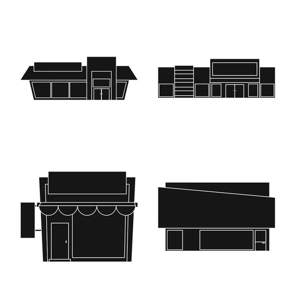 Vector illustratie van de architectuur en Cityscape teken. Set van architectuur en supermarkt Stock vector illustratie. — Stockvector