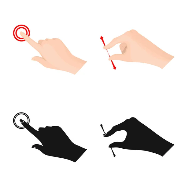 Ilustração vetorial de tela sensível ao toque e sinal de mão. Coleção de tela sensível ao toque e ilustração vetorial de estoque de toque . — Vetor de Stock