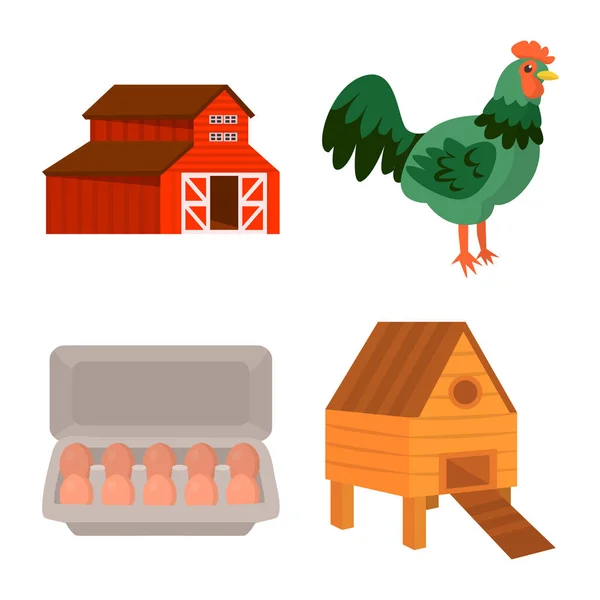 Vector design of farm and poultry icon. Set of farm and agriculture stock symbol for web. — Stock Vector