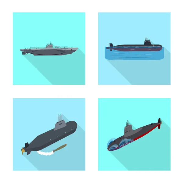Diseño vectorial de ícono militar y nuclear. Colección de ilustración vectorial militar y naval . — Vector de stock