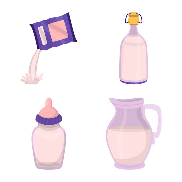 Illustrazione vettoriale del cibo e del segno del latte. Set di cibo e calcio stock simbolo per il web . — Vettoriale Stock