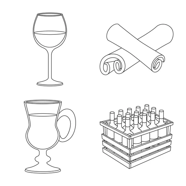 Векторная иллюстрация напитков и производственных символов. Коллекция векторной иллюстрации напитков и ресторанов . — стоковый вектор