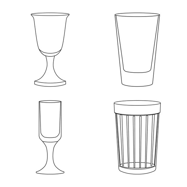 Ilustración vectorial de platos e icono de contenedor. Colección de platos e ícono de vector de cristalería para stock . — Vector de stock