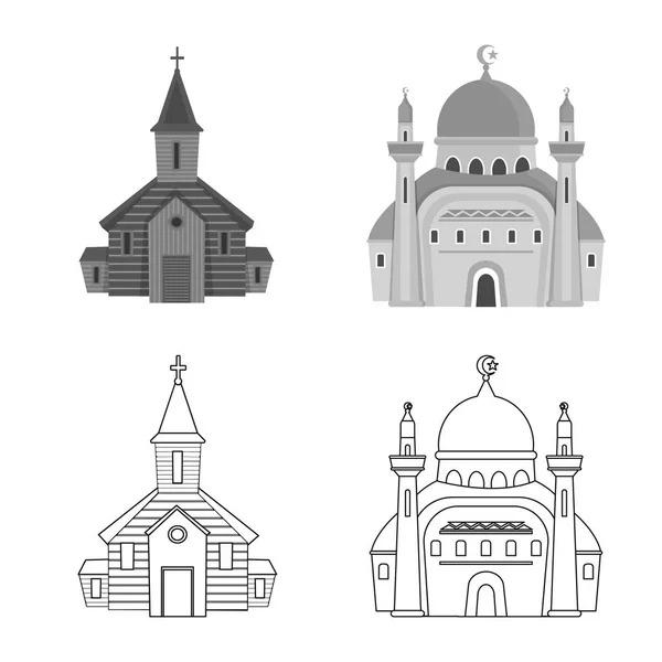 Vector illustratie van cultus en tempel teken. Set van CULT en parochie voorraad vector illustratie. — Stockvector