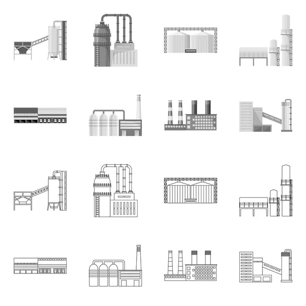 Ilustração vetorial do símbolo de produção e estrutura. Conjunto de símbolos de estoque de produção e tecnologia para web . — Vetor de Stock