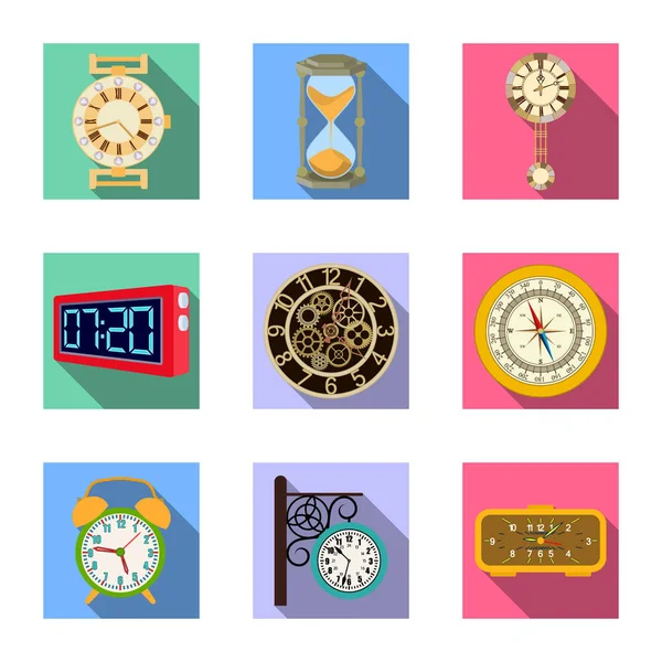 Saat ve saat simge vektör tasarımı. Saat ve daire hisse senedi vektör çizim topluluğu.