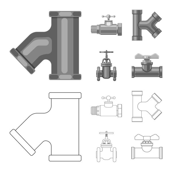 Vector design of pipe and tube symbol. Set of pipe and pipeline vector icon for stock.