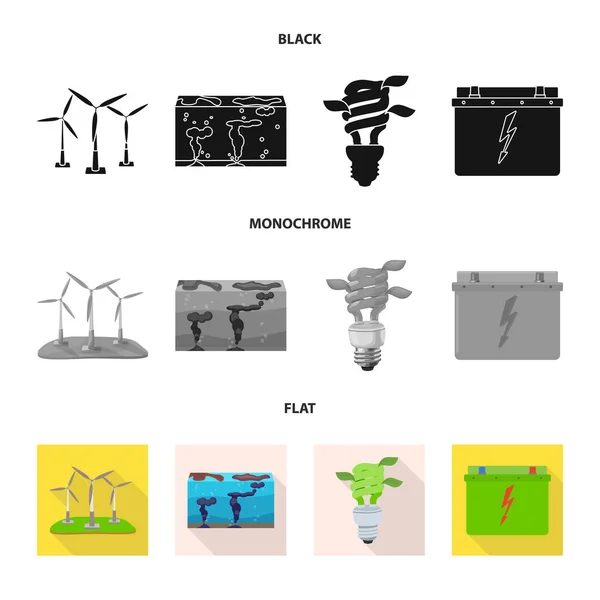 Vektor illustration av teknik och organisk ikon. Uppsättning av teknologi och alternativ vektor symbol för lagerföra. — Stock vektor