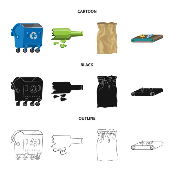 Objeto isolado de lixo e símbolo de lixo. Conjunto de resíduos e de resíduos símbolo de material para a web . — Vetor de Stock