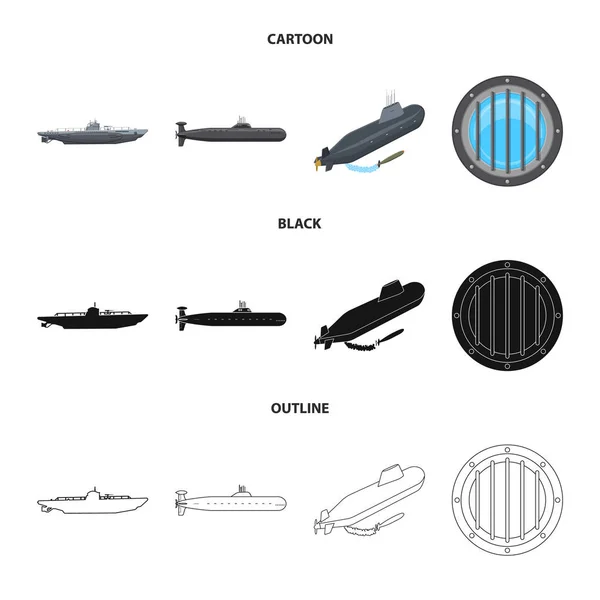 Ilustración vectorial de guerra y símbolo del barco. Conjunto de guerra y vector de flota icono para stock . — Archivo Imágenes Vectoriales