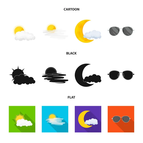 Projeto vetorial de clima e ícone climático. Conjunto de ícone de vetor de tempo e nuvem para estoque . — Vetor de Stock