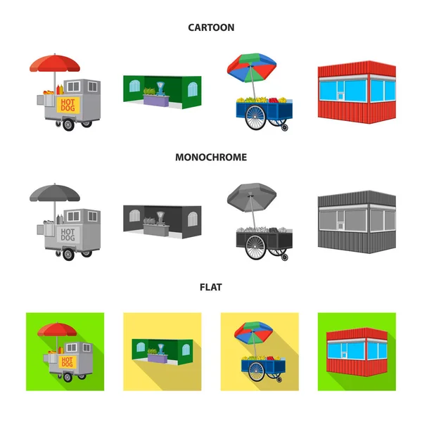 Design vetorial do ícone de marketing e tenda. Coleção de marketing e ilustração vetorial de estoque ao ar livre . — Vetor de Stock