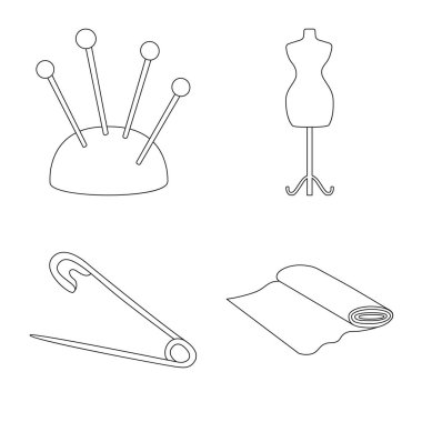 Moda ve terzilik sembolü vektör Illustration. Set moda ve tekstil vektör simgesi stok için.