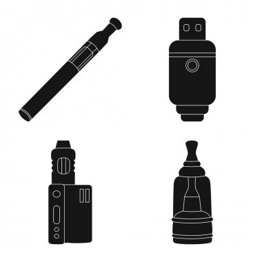 E-cig ve trendy işareti vektör tasarımı. Stok için e-cig ve elektronik vektör simgesi seti.