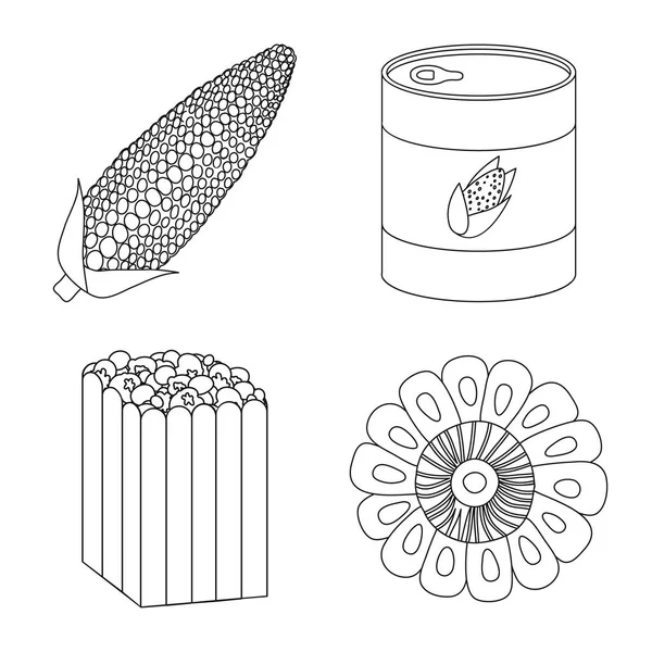 Isolierte Objekt der Farm und Getreide-Symbol. Set von Landwirtschafts- und Ernährungsvektorsymbolen für Aktien. — Stockvektor