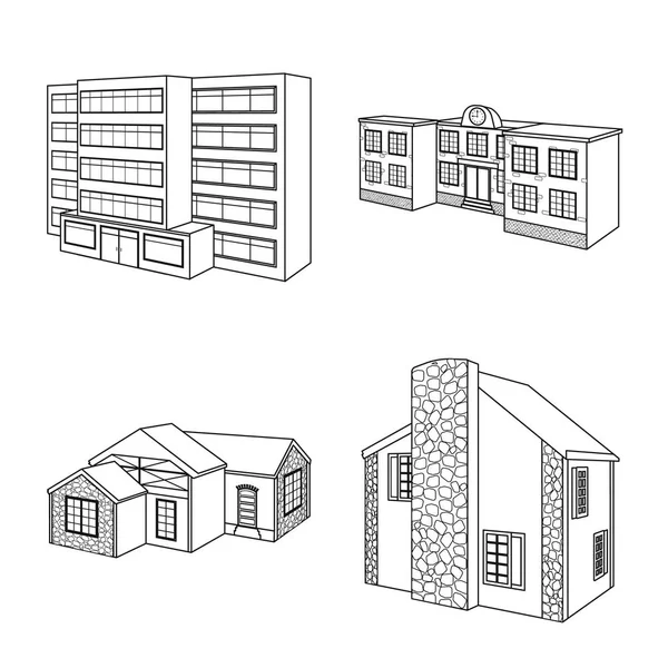 Objeto isolado da cidade e símbolo de construção. Conjunto de ícone de vetor de cidade e propriedade para estoque . —  Vetores de Stock