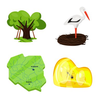 Polonya ve seyahat logosu vektör tasarımı. Polonya ve Avrupa stok vektör çizim seti.