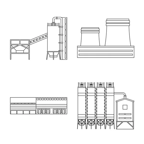製造と会社のロゴのベクトルイラスト。製造・構造ストックベクトルイラストのセット. — ストックベクタ
