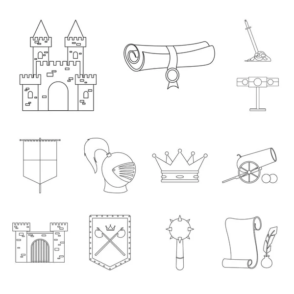 Objeto aislado de herencia y logotipo antiguo. Colección de patrimonio y torneo icono vectorial para stock . — Vector de stock