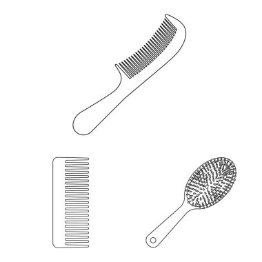 Fırça ve saç logo vektör tasarımı. Hisse senedi için fırça ve saç fırçası vektör simge kümesi.