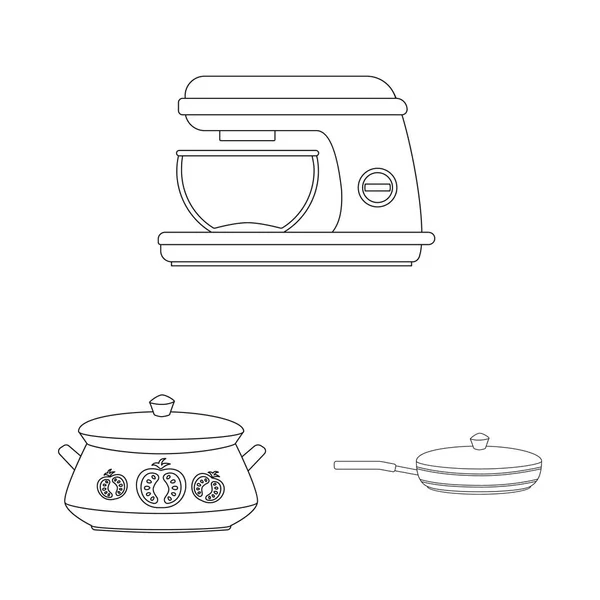 Vektorové ilustrace ikony kuchyni a vařit. Kolekce kuchyně a spotřebiče vektorové ikony pro stock. — Stockový vektor