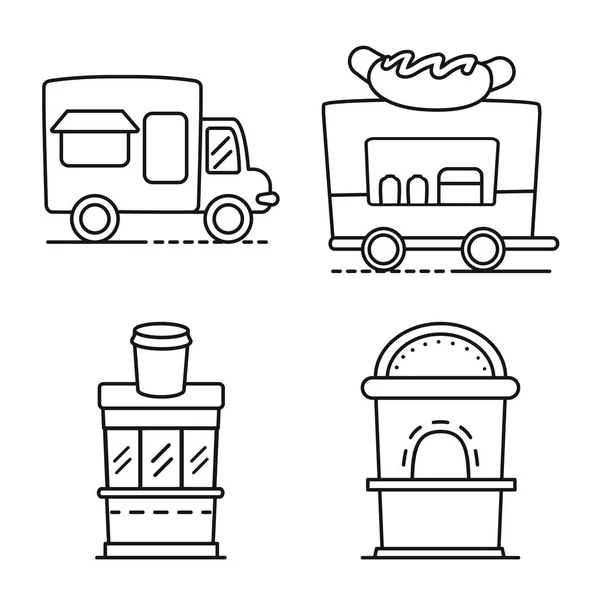 Diseño vectorial de vending y símbolo público. Conjunto de vending y icono de vector de escaparate para stock . — Vector de stock