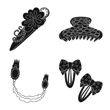 Vektör Illustration saç modeli ve kadın simgesi. Saç modeli ve saçlar stok vektör çizim seti.