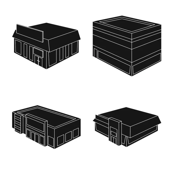 Geïsoleerd object van en huis logo. Set van en gebouw voorraad vector illustratie. — Stockvector