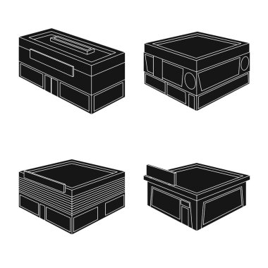 Vektör Illustration ve ev işareti. Koleksiyon ve stok vektör simge bina.