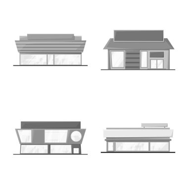 Bakkal ve iş simgesi izole nesne. Bakkal ve inşaat stok vektör çizim seti.