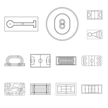 Plan ve spor sembolü vektör Illustration. Web için plan ve oyun stok sembolü koleksiyonu.