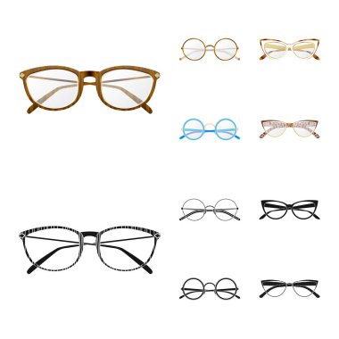 Gözlük ve çerçeve logo vektör tasarımı. Gözlük ve web için aksesuar hisse senedi simgesi.