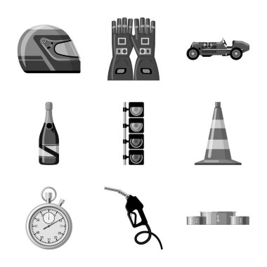 Araba ve ralli simge vektör Illustration. Araba ve yarış hisse senedi vektör çizim seti.