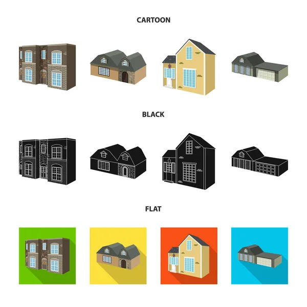 Conception vectorielle de la façade et du symbole du logement. Collection d'icône vectorielle de façade et d'infrastructure pour le stock . — Image vectorielle