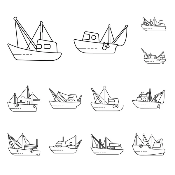 Ilustração vetorial do símbolo comercial e do navio. Coleção de ícone de vetor comercial e lancha para estoque . — Vetor de Stock