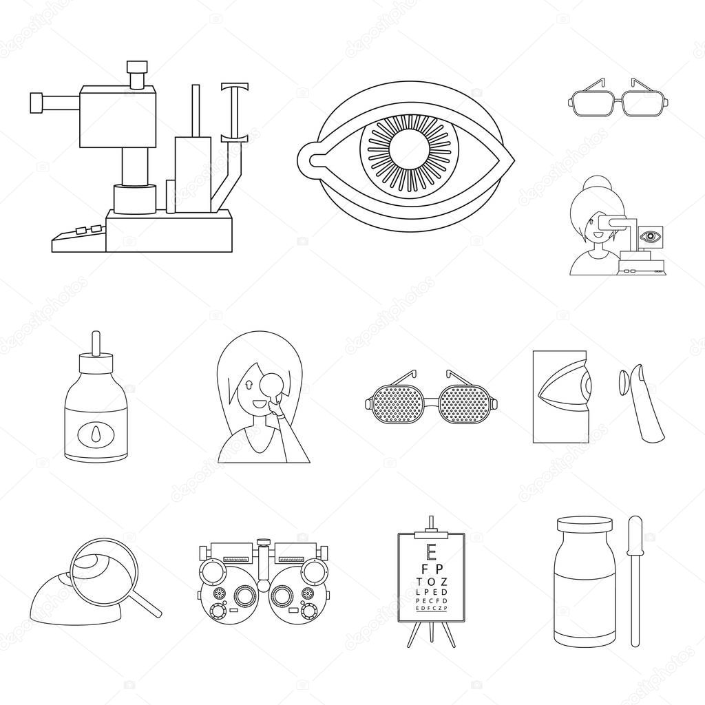 Vector illustration of medicine and technology logo. Set of medicine and eyesight vector icon for stock.