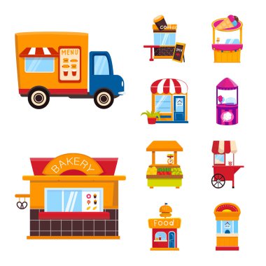 Vektör Illustration ve stand logosu. Set and Vending stok vektör illüstrasyon.