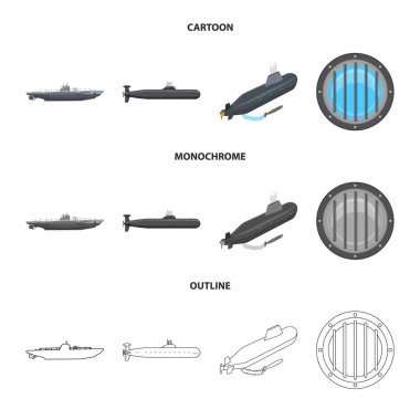 İşareti savaş ve gemi tasarımı vektör. Savaş ve filo hisse senedi vektör çizim koleksiyonu.