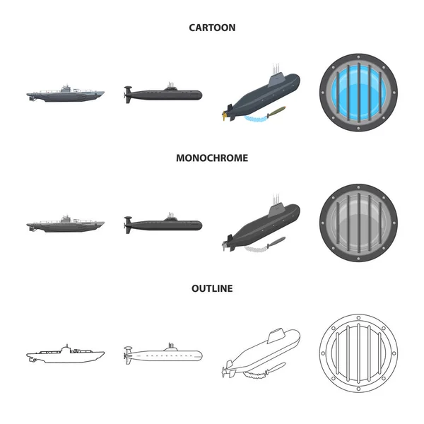 İşareti savaş ve gemi tasarımı vektör. Savaş ve filo hisse senedi vektör çizim koleksiyonu. — Stok Vektör