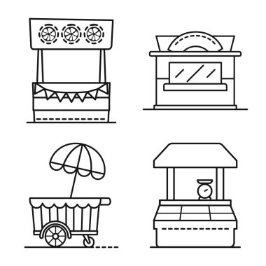 Vektör tasarım otomat ve kamu işareti. Web için otomat ve vitrin stok sembolü kümesi.