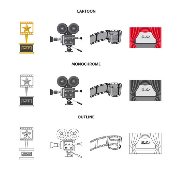 Objeto isolado de televisão e símbolo de filmagem. Coleção de televisão e visualização de símbolo de estoque para web . —  Vetores de Stock
